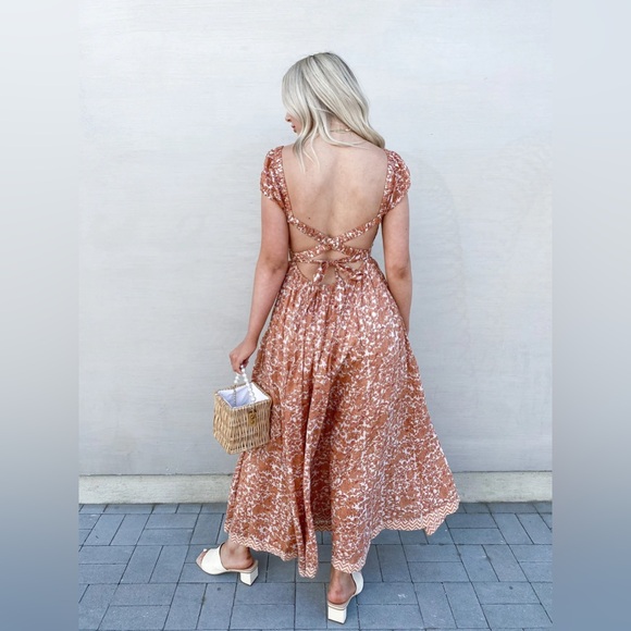 Free People Ultraviolet Maxi Dress in Tea Medium Open Back Boho Floral - Picture 2 of 12
